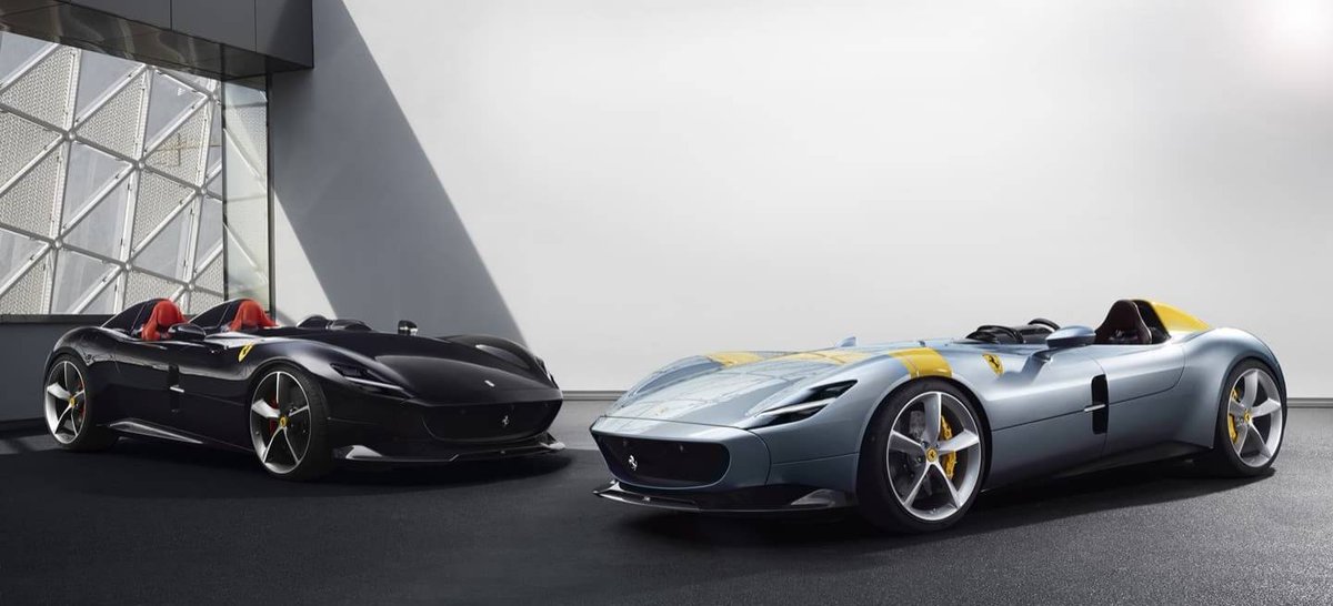 gataca73's tweet image. Estos son los #Ferrari Monza SP1 y Ferrari Monza SP2, dos ediciones muy especiales en carrocería mono y biplaza de los que se harán sólo 200 unidades. Su mecánica es del 812 Superfast con un V12 de 810 HP y caja de doble embrague y 7 relaciones. Costarán 2.5 millones de dólares.
