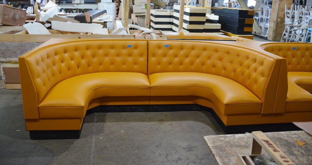 MaxsunGroup's tweet image. U-shaped buttonless diamond tufted booths we did for Zia Maria recently! #booth #banquette