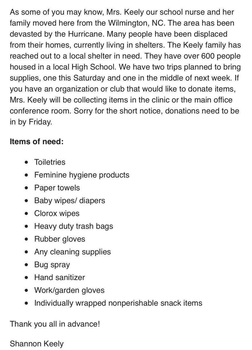 A call for Hoyas to help Hurricane Florence victims❤️