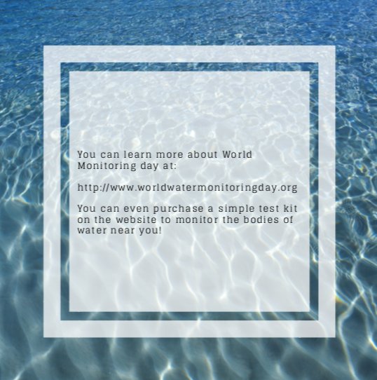 FIUGoGreen's tweet photo. It's World Water Monitoring Day! Head on over to https://t.co/LV9w6sQZ1S to find out more about this beautiful holiday and to purchase your own test kit to monitor the bodies of water around you! https://t.co/UYJFKkOkyb