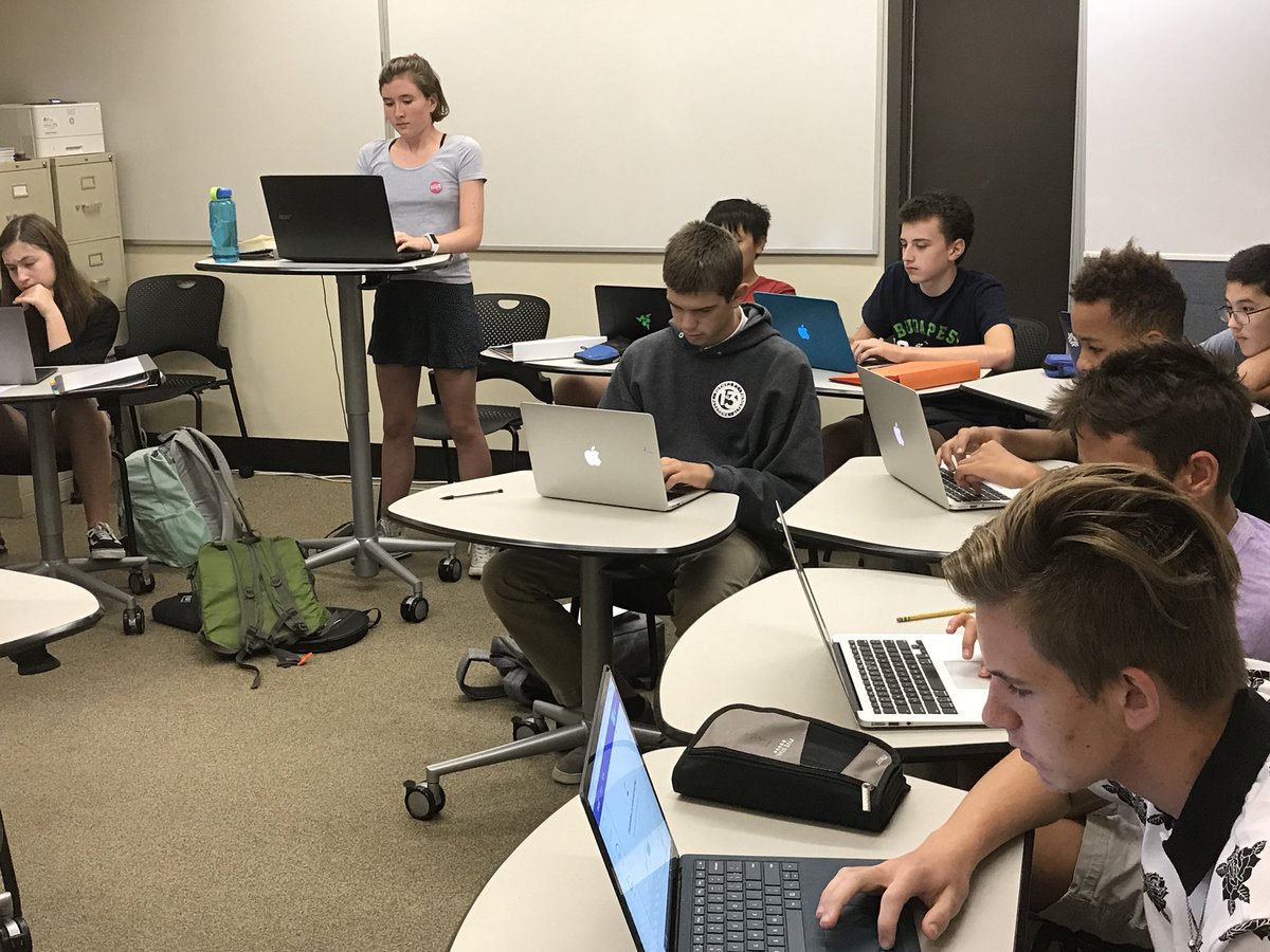 PolyHolmgren's tweet image. Individual student decides to work on in-class task with desk in standing position. #options #PolySolves