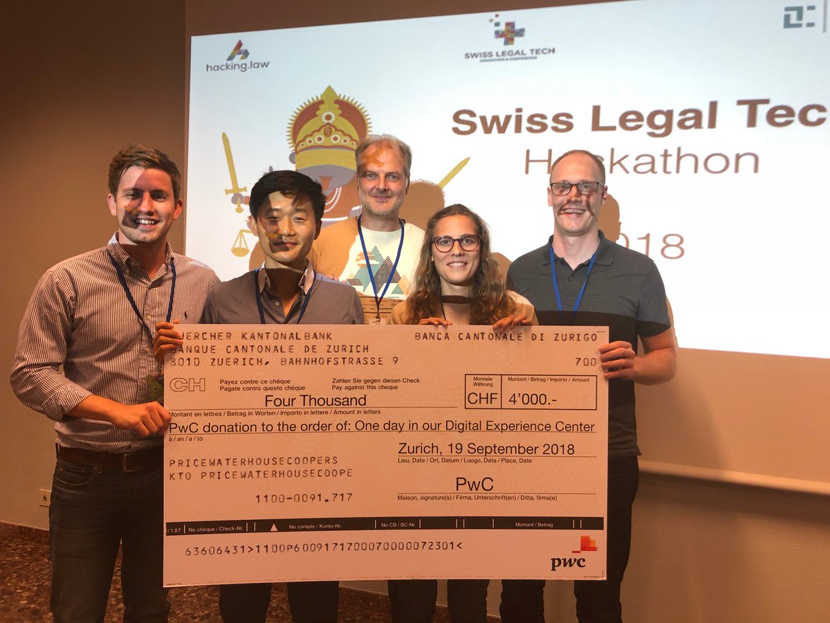 jurawirdleicht's tweet image. Yes - we&apos;ve made it 🎉 #hackinglaw has ended for us with the #1st place! Thank you @CHLegalTech_18 and everyone who made this event great!  @mchartung @Akoneira @PPaltzer @PwC_Switzerland and many more #legaltech