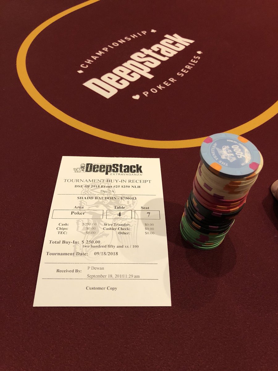 shaddb's tweet photo. Here we go. Day 1a of the 250k @VenetianPoker. #postivevibes #justgetitingood #onetime #lfg #turtleit @hightenapparel let’s final table another one @deepstackseries https://t.co/wt6KKAzWGV