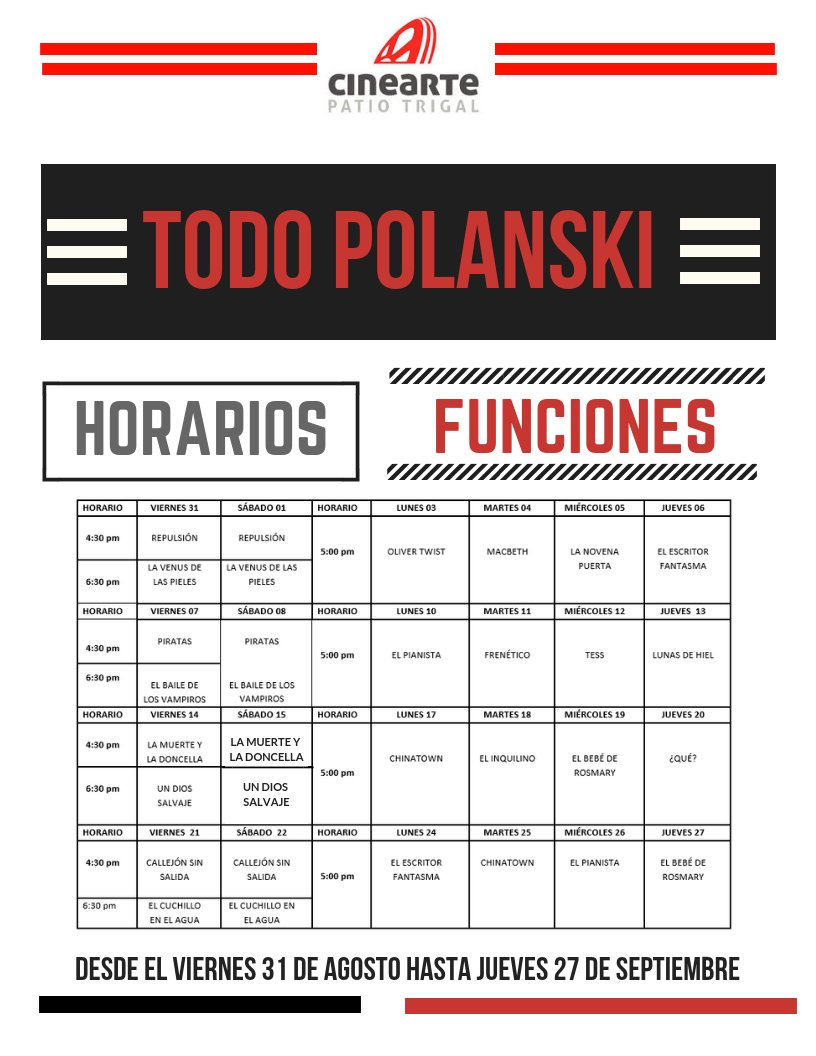 cineartepatio's tweet photo. #HOY
-
Nuestra función de #TodoPolanski, te esperamos a las 5PM para que disfrutes de "EL INQUILINO" 
-
#CAPT https://t.co/D0AfnX9o64