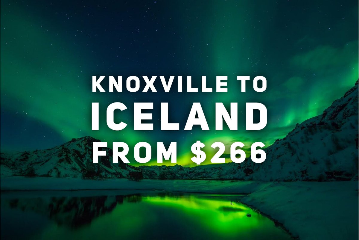 CheapFlightGuy's tweet photo. Daily Deal: #Knoxville to #Iceland from $266 round trip
See https://t.co/Vs4SgxnmFe for details
#CheapFlightGuy https://t.co/6zGKl6CEiY