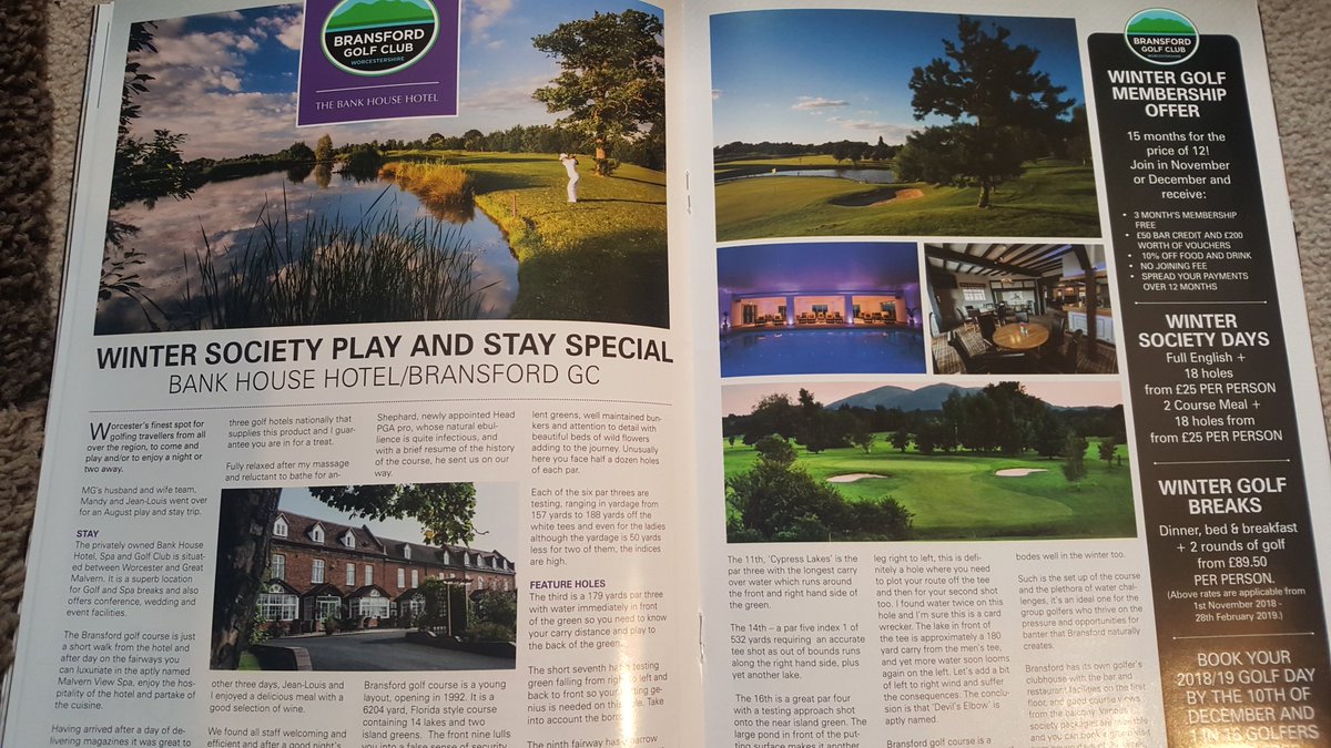 Midlands Golfer (@midlandsgolfer) on Twitter photo Issue 60 - 3 Double Page features with society offers attached. One for the winter visitors here to <a href="/BankHouseHotel1/">Bank House Hotel</a> <a href="/BransfordGolf/">Bransford Golf Club</a> in Worcester - <a href="/mandy_ambert/">Mandy Ambert</a> & #JeanleTaxi 's review included @WorcGolf #MGonTour visits Worcester this Friday Issue 60 - 3 Double Page features with society offers attached. One for the winter visitors here to <a href="/BankHouseHotel1/">Bank House Hotel</a> <a href="/BransfordGolf/">Bransford Golf Club</a> in Worcester - <a href="/mandy_ambert/">Mandy Ambert</a> & #JeanleTaxi 's review included @WorcGolf #MGonTour visits Worcester this Friday