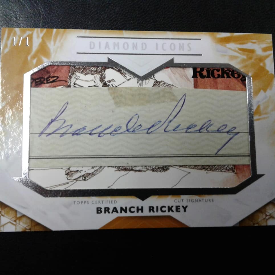 sbaycards's tweet photo. Diamond icons pack hit Branch Rickey 1/1 autographed cut. #TOPPS #tradingcards https://t.co/seXrT3UEjX