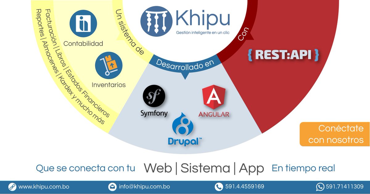 Khipu_Contable's tweet image. Conéctate con el sistema Khipu.
#Bolivia #bolivianos #Cochabamba #LaPaz #Potosi #Oruro #Sucre #Uyuni #elalto #santacruz #beni #pando #Tecnologia #contabilidad #empresa #developers #api #web #webservices