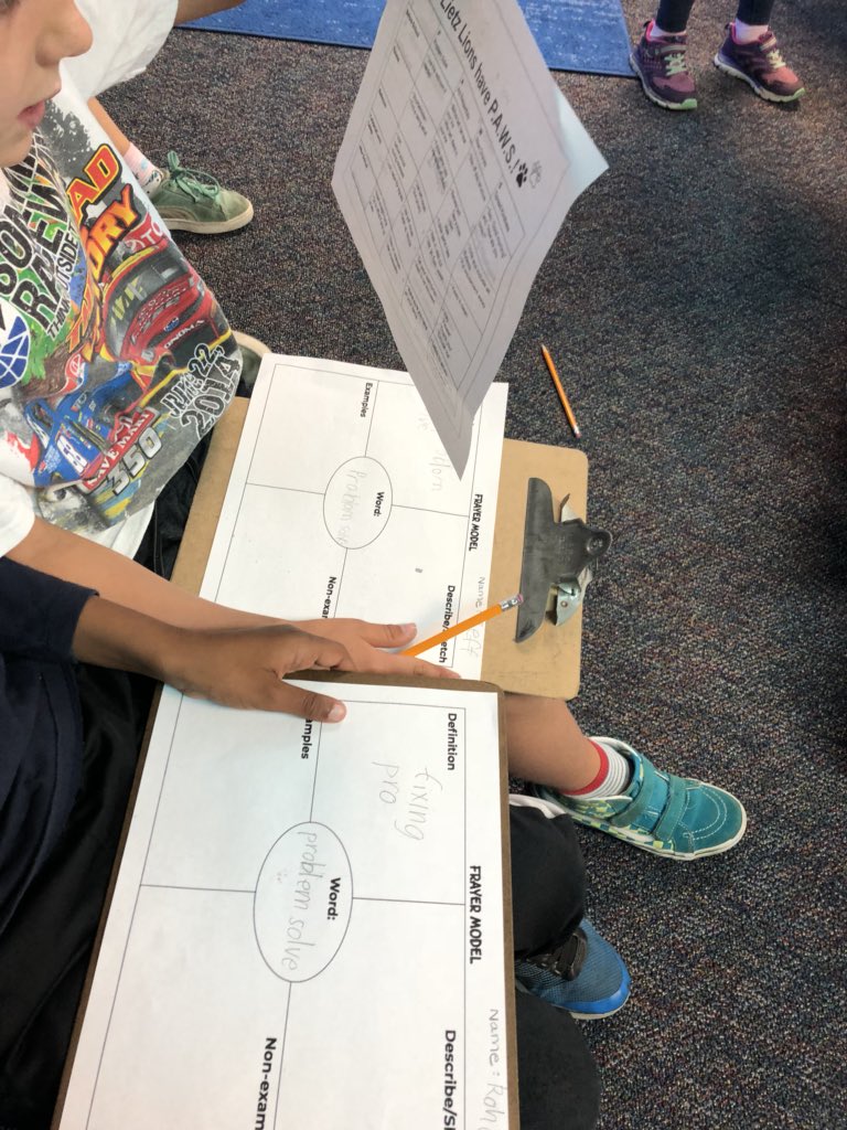 Introducing the frayer model using our school’s P.A.W.S. #usdlearns #Eduprotocols #lietzpride #PBIS #2ndchat