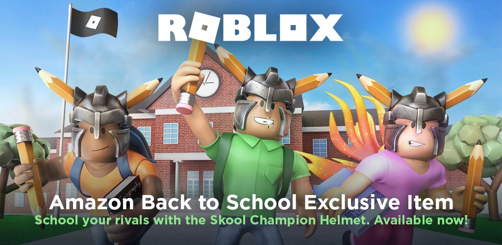 Roblox On Twitter Back To School Season Is Here Charge Into Your First Day Of Class With The Skool Champion Helmet Now Available Exclusively On Amazon Devices Https T Co Rf9ndlhuhz Https T Co Zlj3wjbpi3 - roblox back to school roblox