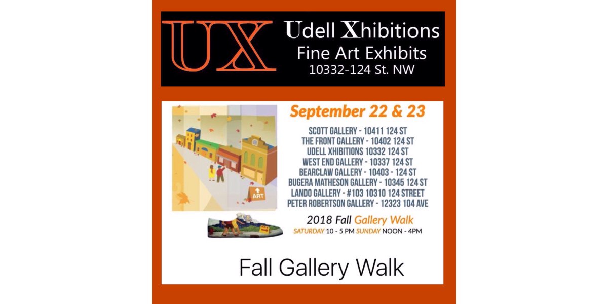 udellxhibitions's tweet image. Mark your calendar...  yahooo. Fall Art Walk @galleries124 on 124 St.  @shop124street is this weekend. We can&apos;t wait!!! and if you really can&quot;t wait, we are open.   #yegartwalk #funstufftodo #visitagallery