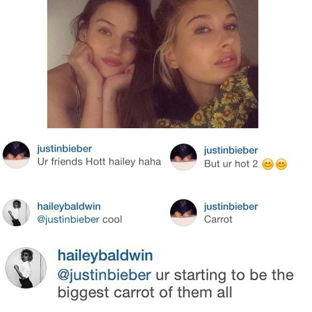 January, 2015. Hailey and Justin interacting on Instagram.