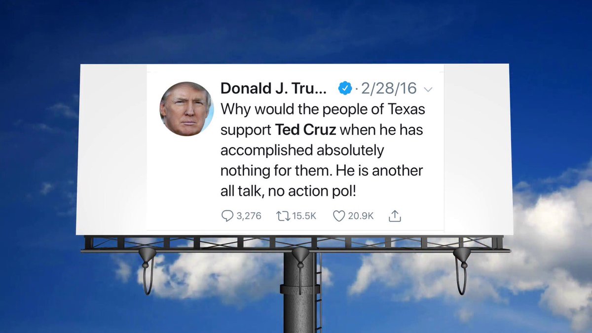 We are YUGE fans of the president and we listen to everything he says. Which is why this #TrumpTweetBillboard is going up next to highway 6 in #BryanCollegeStation. 🙃