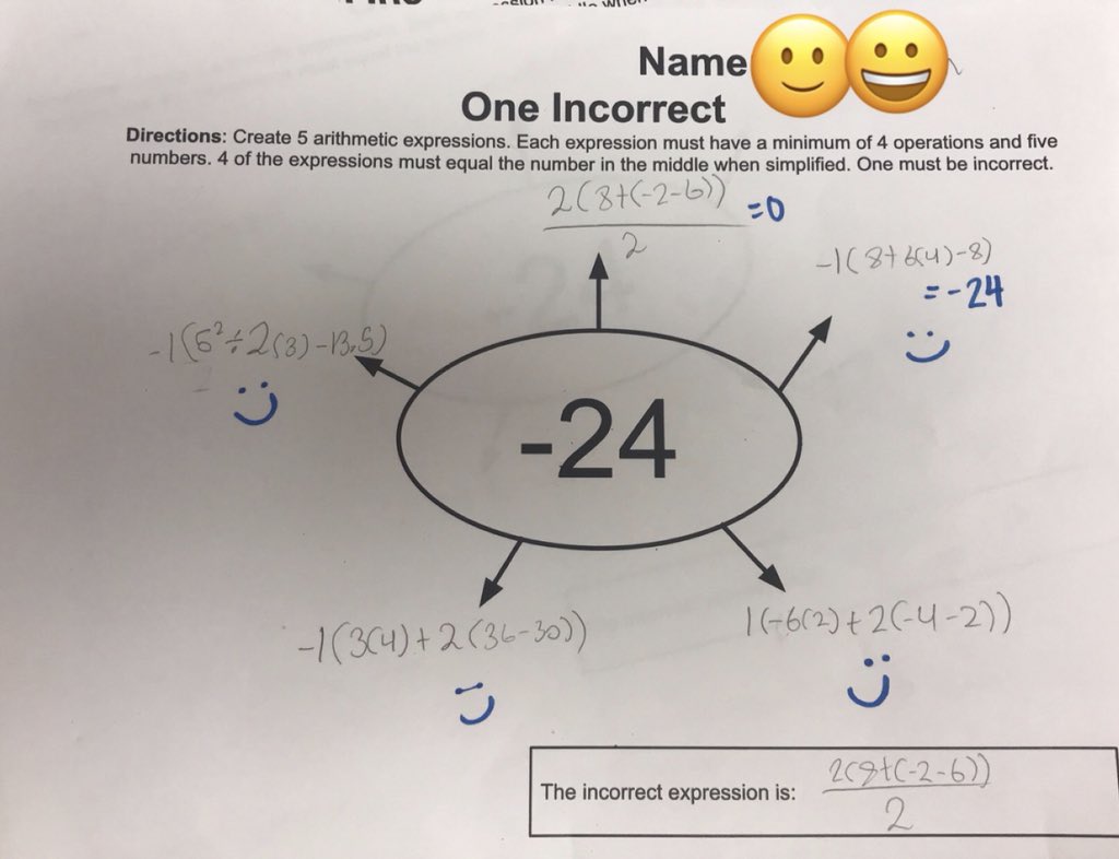kayceedammann's tweet image. Algebra students designed their own one incorrect today. Here are some of my favorites #mtbos #Iteachmath #miched