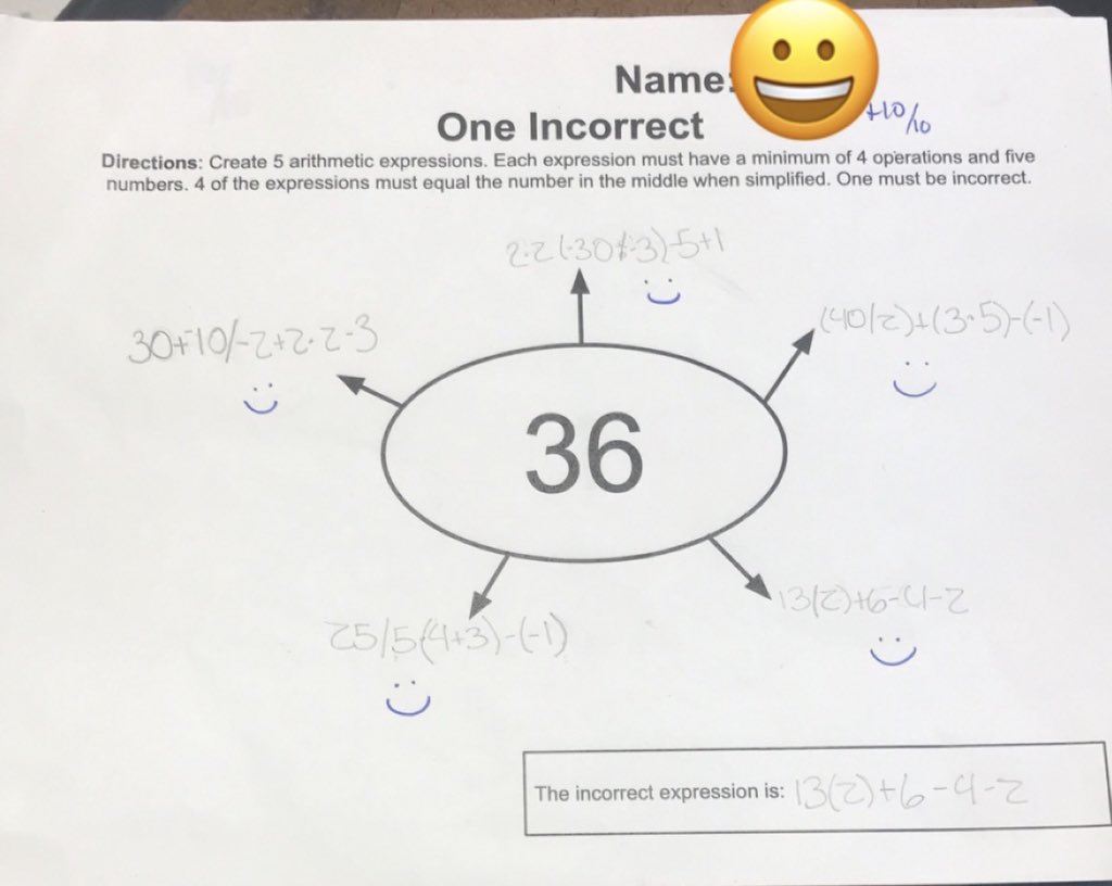 kayceedammann's tweet image. Algebra students designed their own one incorrect today. Here are some of my favorites #mtbos #Iteachmath #miched