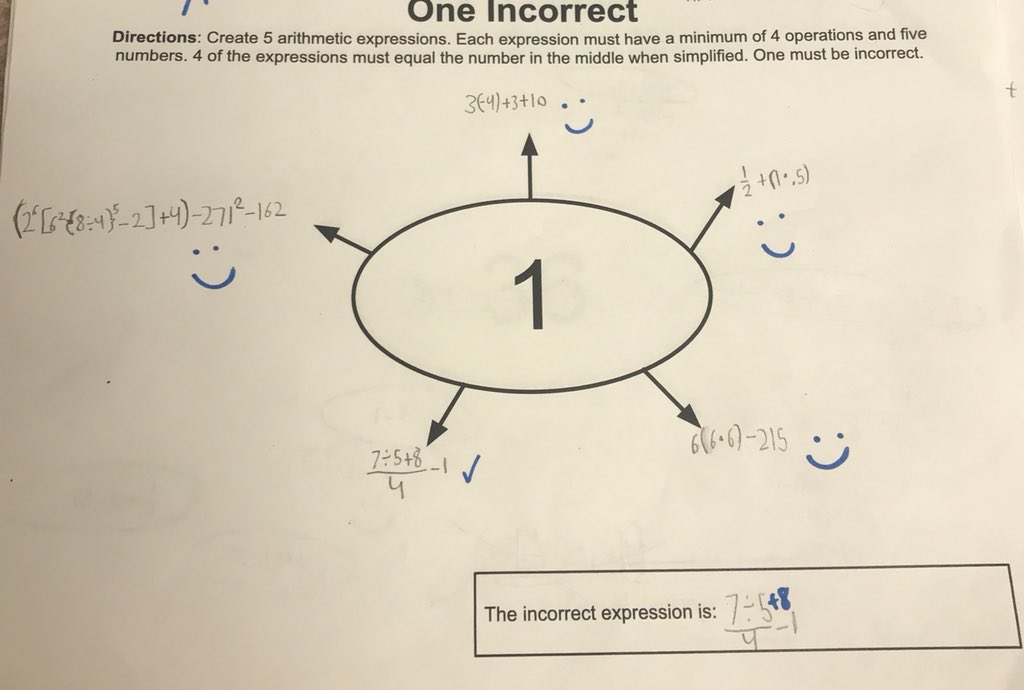 kayceedammann's tweet image. Algebra students designed their own one incorrect today. Here are some of my favorites #mtbos #Iteachmath #miched