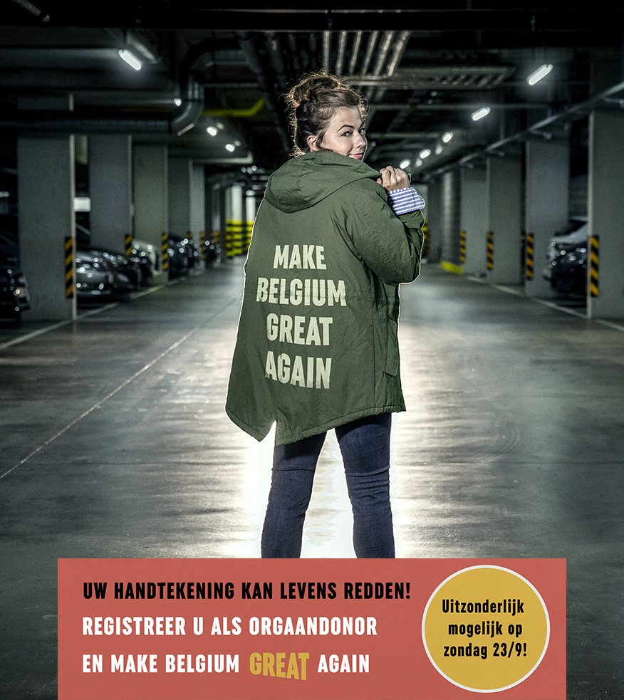 Heeft de oproep van Frances in #MakeBelgiumGreatAgain je zonet helemaal overtuigd om je als orgaandonor te registreren? Op zondag 23 september zetten we tussen 10 &amp; 12 uur uitzonderlijk onze deuren voor je open om je als orgaandonor te registreren. ow.ly/oo6M30lSj2B