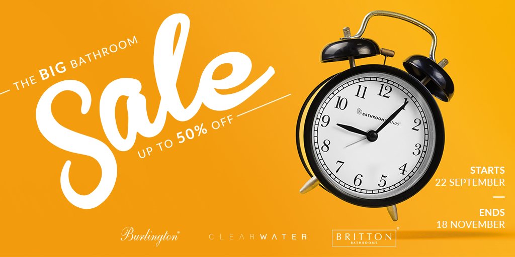 The Big Bathroom #SALE is now on in our Bench Road showroom, many discounted items on display.  Up to 50% off <a href="/BurlingtonBaths/">Burlington Bathrooms</a> <a href="/ClearwaterBaths/">Clearwater Baths</a> and <a href="/BrittonBathroom/">Britton Bathrooms</a> call in today for a sale brochure
