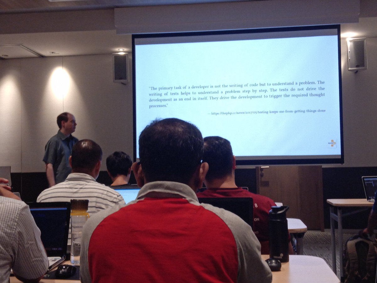 drishtijjain's tweet image. &quot;The primary task of a developer is not the writing of code but to understand a problem&quot; 
@PHPConfAsia @s_bergmann #PHPConfAsia #phpunit