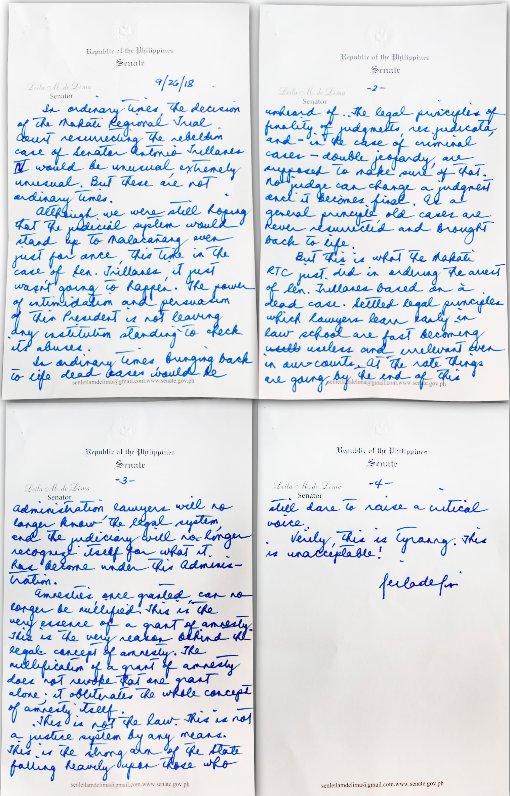 manayleila's tweet image. This is not the law. This is not a justice system by any means. This is the strong arm of the State falling heavily upon those who still dare to raise a critical voice.

Read: Statement on the RTC’s Issuance of Arrest Warrant vs. Sen. Trillanes bit.ly/2OVi9NW