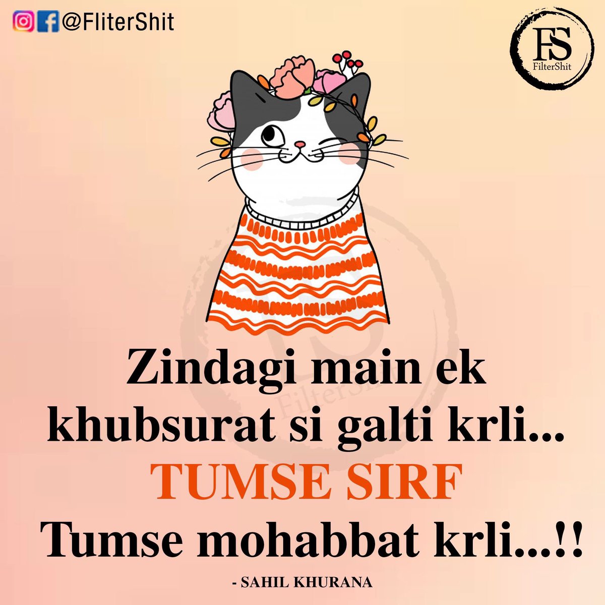 FilterShit's tweet photo. Zindagi main ek khubsurat si galti krli... Tumse sirf Tumse mohabbat krli...!!! #filtershit https://t.co/sABMpxcQmc