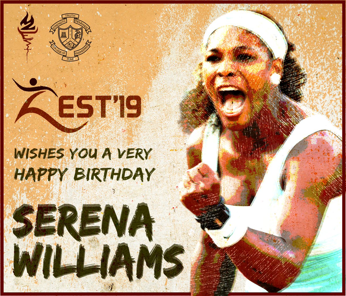 ZestCoep's tweet photo. Let the game be on court or in life, @serenawilliams plays it like a beast leaving everyone in awe. @ZestCoep bounteously wishes this spectacular personality on her 37th birthday ! #ZEST #COEP #ZEST19 #WomanCrushWednesday #WCW #Tennis #SerenaWilliams #sport https://t.co/7cRU3Z5cmu
