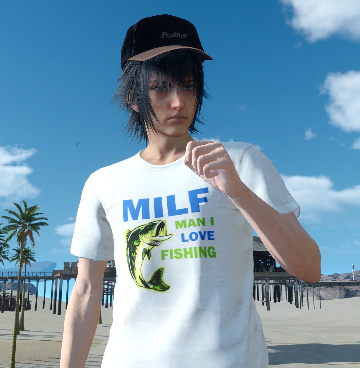 Glorious_Gladio's tweet photo. Fishing Fan Noctis! I was inspired by an awesome drawing by @pending_url that had Noctis dressed up in a punny shirt and fish shoes! 😀 DL: https://t.co/gQxcb5G85B #FF15 #FF15MOD #FF15MODWATCH #FF15WINDOWSEDITION https://t.co/4yQJiN5D2N