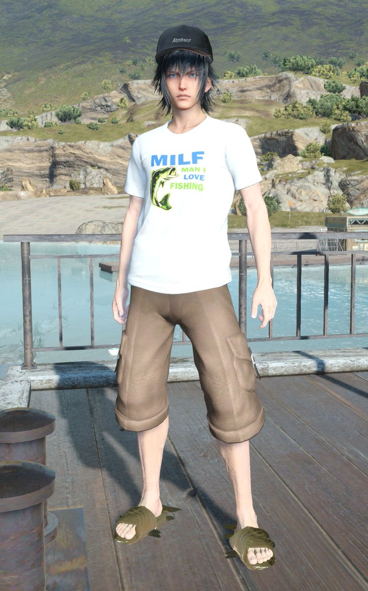 Glorious_Gladio's tweet photo. Fishing Fan Noctis! I was inspired by an awesome drawing by @pending_url that had Noctis dressed up in a punny shirt and fish shoes! 😀 DL: https://t.co/gQxcb5G85B #FF15 #FF15MOD #FF15MODWATCH #FF15WINDOWSEDITION https://t.co/4yQJiN5D2N