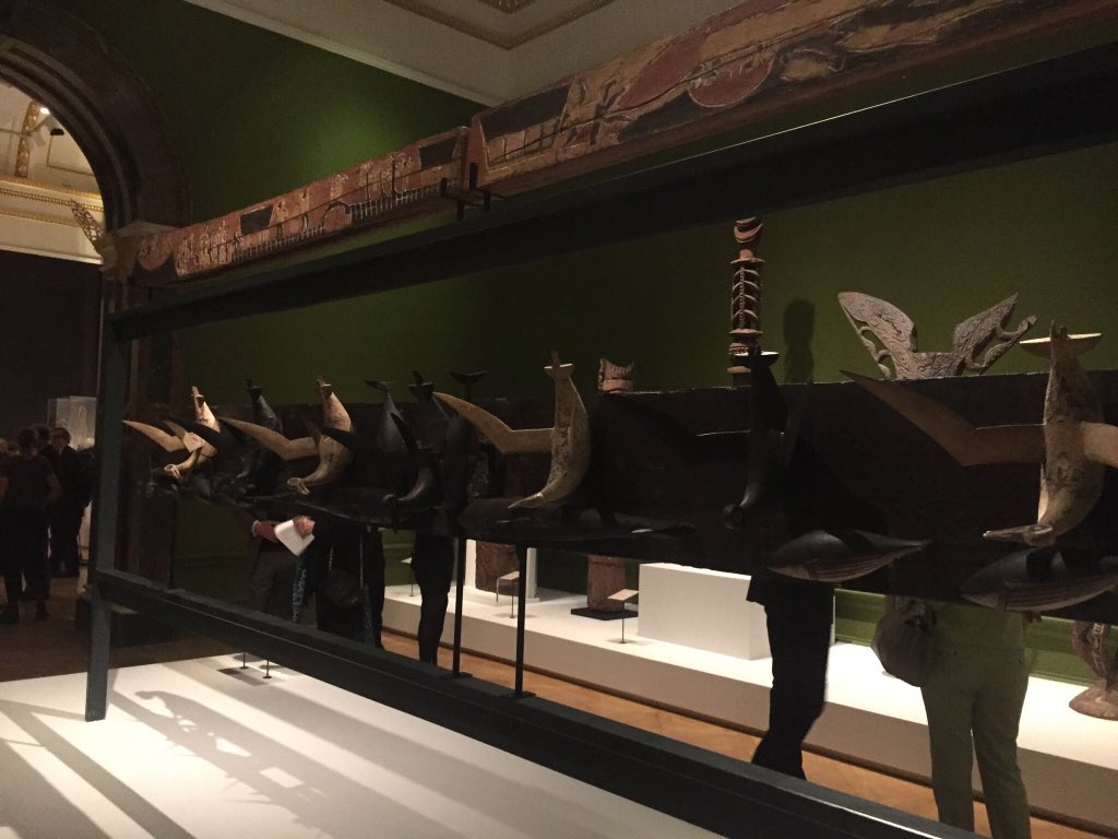 MaidstoneMuseum's tweet photo. We were lucky enough to get a preview of our house beam on display @royalacademy in their new Oceania exhibition. It looks fabulous and it was wonderful to see so many people enjoying it. #RAOceania https://t.co/d9RlpTg8qL