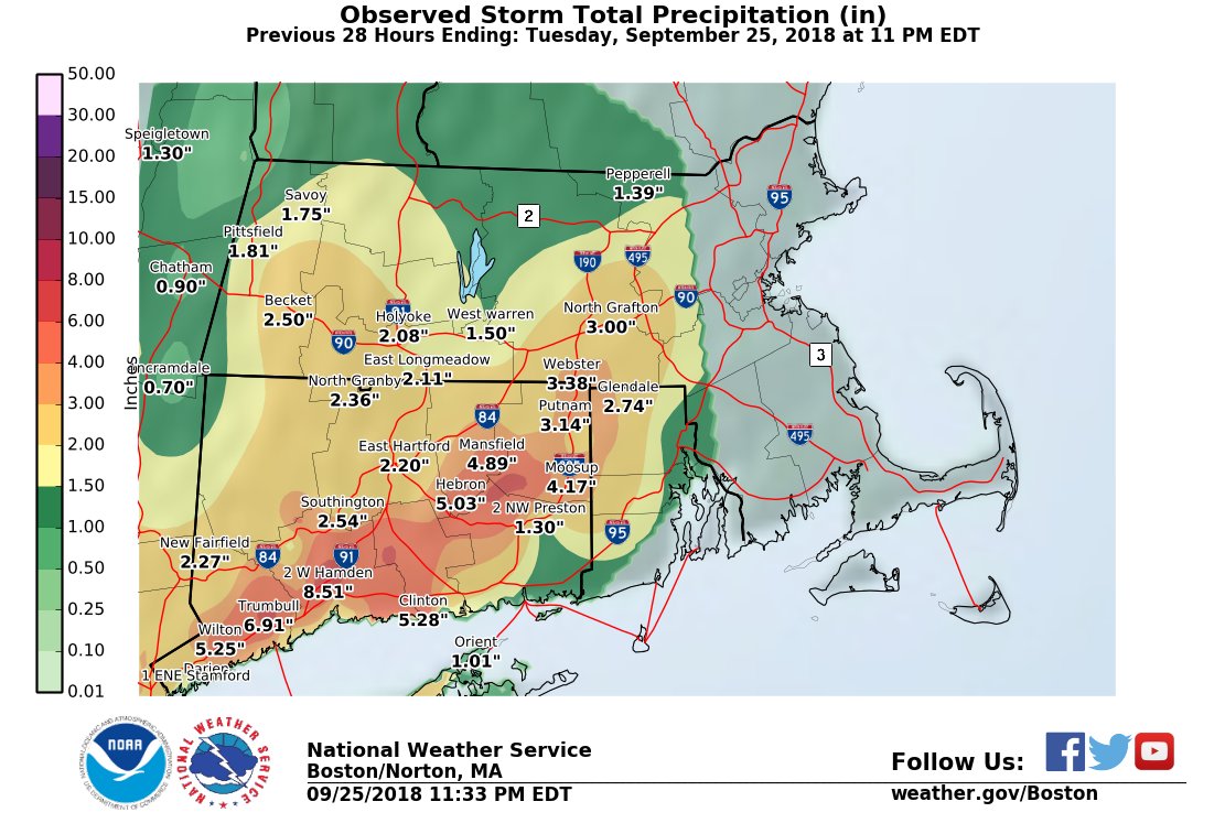 NWS Boston on Twitter "[Observed Rainfall Totals] here are the latest