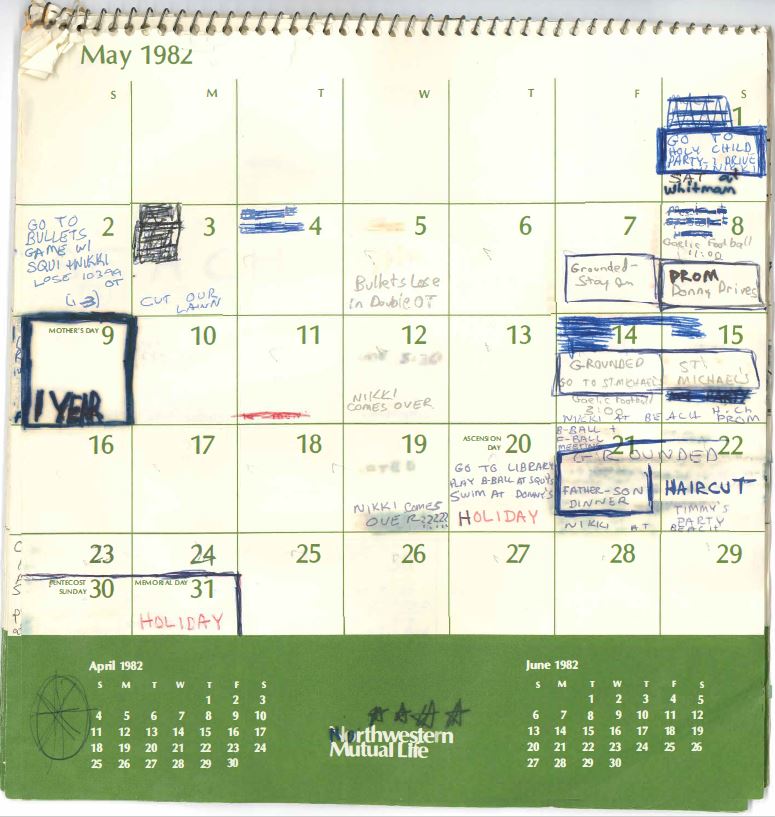 Journo_Christal's tweet image. Here is Brett Kavanaugh's 1982 calendar that he gave the Senate Judiciary Committee in an attempt to prove the decades-old sexual allegations made against him by Christine Blasey Ford are false. @USATODAY