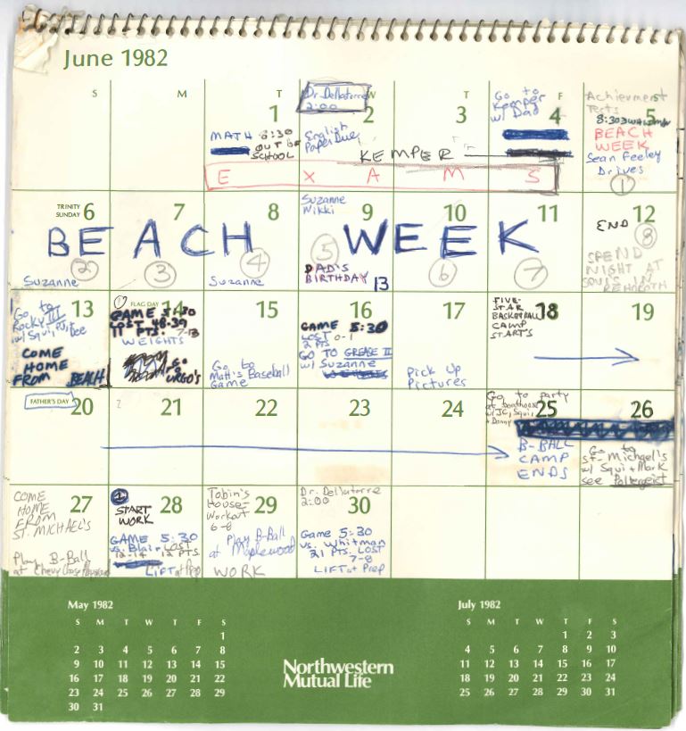 Journo_Christal's tweet image. Here is Brett Kavanaugh's 1982 calendar that he gave the Senate Judiciary Committee in an attempt to prove the decades-old sexual allegations made against him by Christine Blasey Ford are false. @USATODAY