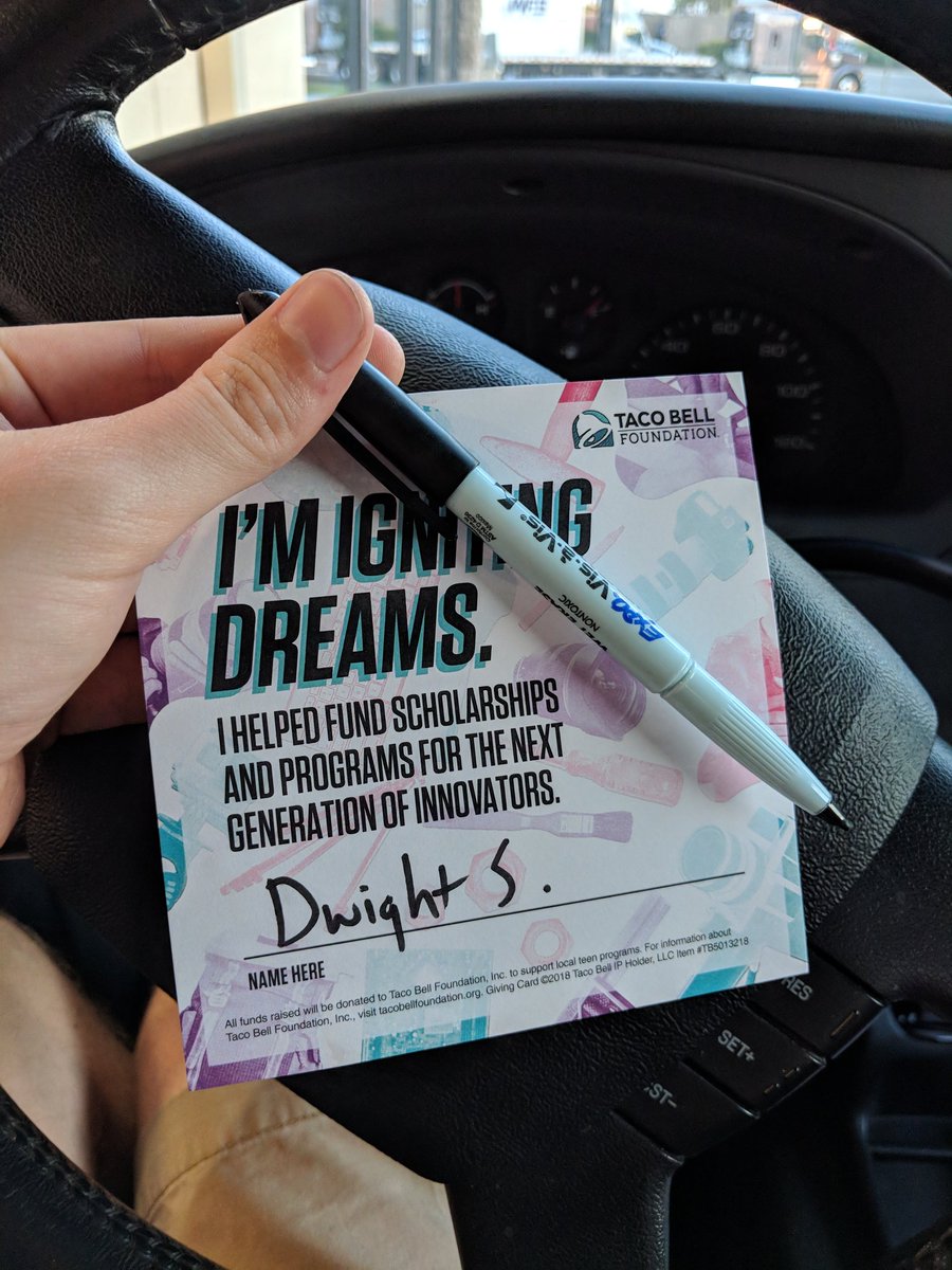KalebNab's tweet photo. Donated some money to Taco Bell today...@rainnwilson https://t.co/17RhV6RMQN