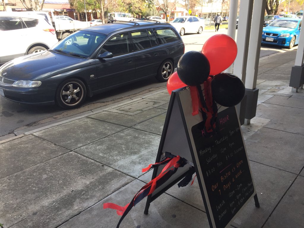lou_gillett's tweet photo. The lines have been drawn in Maffra... the town’s painted red and black ahead of this weekend’s Gippy League grand final! Hear from some excited locals tonight on @WINNews_Gip at 6 #gippsnews https://t.co/gIKIqD7nmt