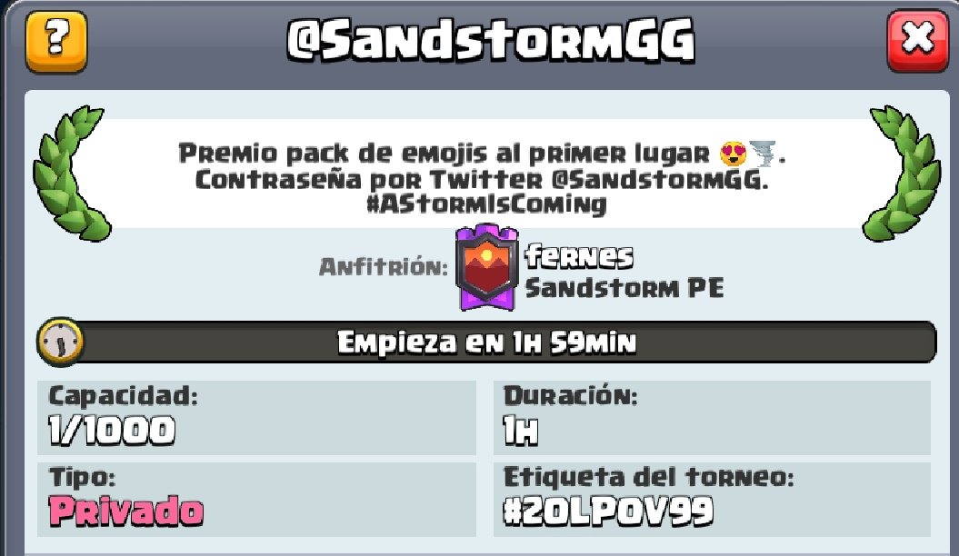 ¡Dinámica rápida!

Torneo de 1000 personas con premio, el premio una oferta de reacciones 😍🌪️ para el primer lugar

¡Todos preparados!

A los 250 ❤️ y 100 RT damos la contraseña 🙌

#AStormIsComing 🌪️🌪️