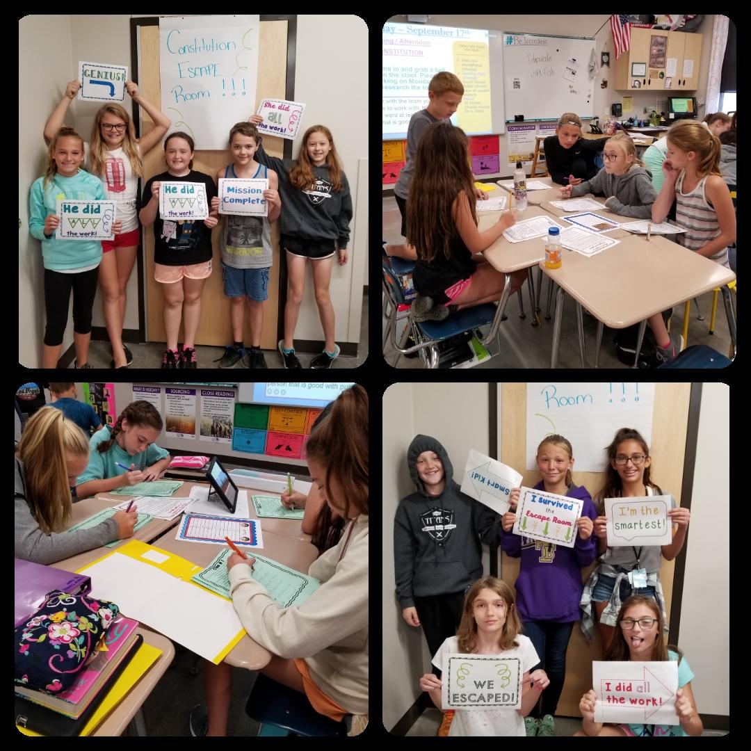 MrsKMuth's tweet photo. Wow...6th graders rocked their Constitution Escape Room. What better way to celebrate Constitution Day!!! #beincredible #troysouth #6thgradepeep https://t.co/0mztCFTHQ9