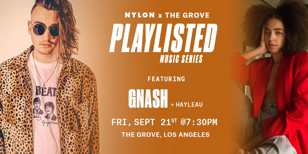 NylonMag's tweet photo. It’s that time again—our #Playlisted music series is back Friday, Sept. 21, at @TheGroveLA. This time around, we’ve got @gnash and @hayleaulaw (yes, one of the Pussycats on @cw_riverdale) on the mic. You’ll wanna be there, so grab tix now: https://t.co/1FC3TTWl7z #grovesounds https://t.co/JQwLkoLwi6