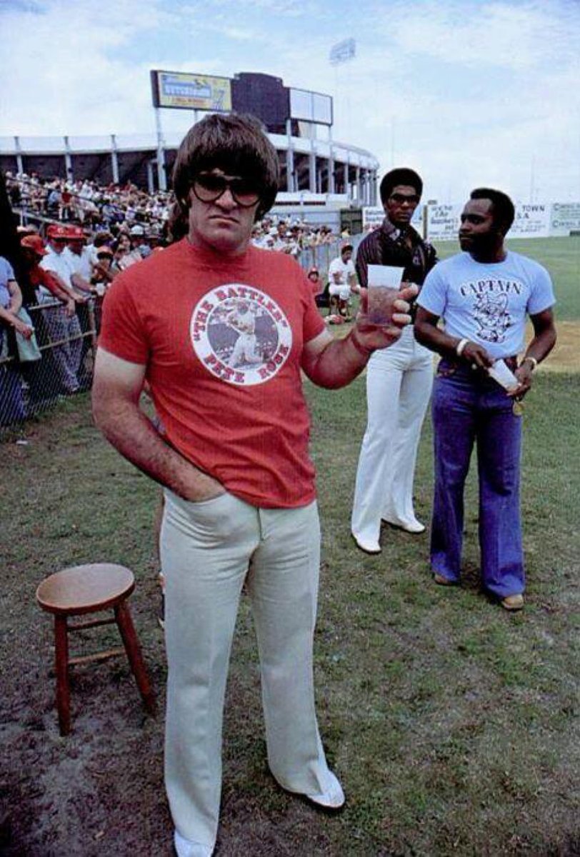 Super 70s Sports on X: Before you judge Pete Rose, tell me that you  wouldn't also wear a t-shirt with a photo of yourself that said The  Battler. I thought so.  /