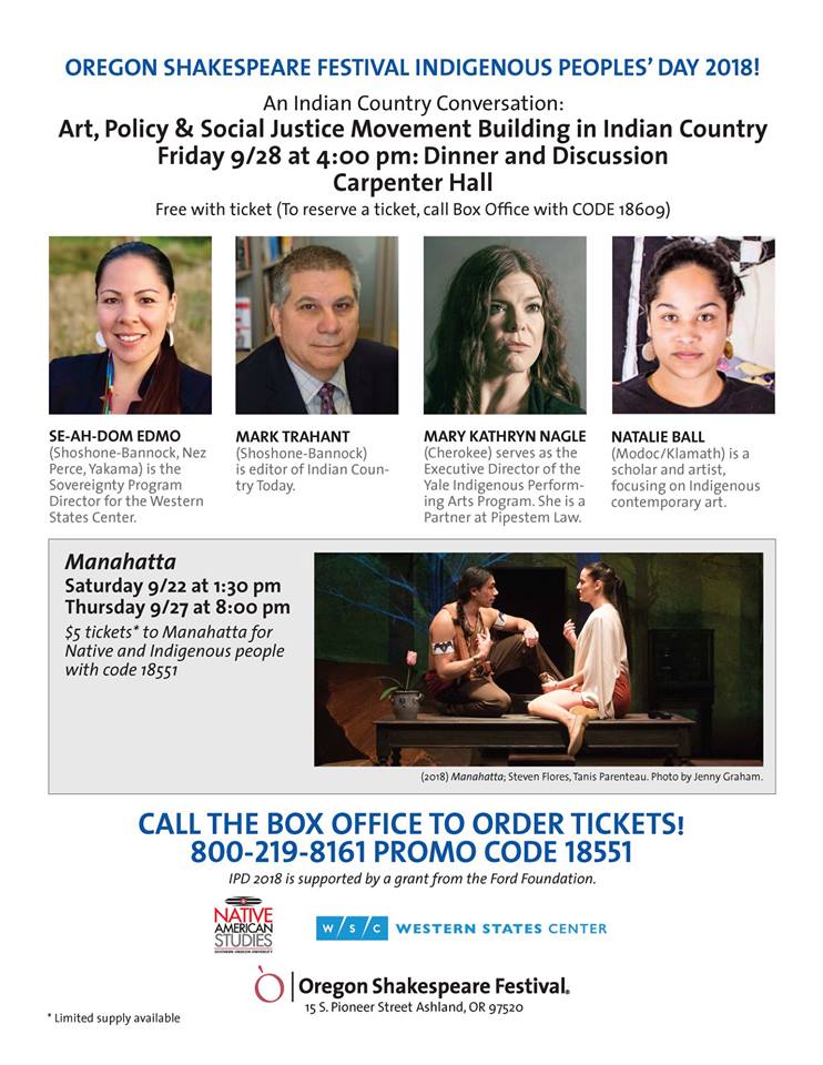 MKNAGLE's tweet image. Honored to be speaking with so many #IndianCountry rockstars @osfashland next week on how artists and storytellers move and shape law and policy! Can't wait to hear @TrahantReports &amp;amp; @SeahdomEdmo &amp;amp; Natalie Ball! #NativeTruth #ManahattaOSF #InsteadOfRedface #Oregon #RedAlerts