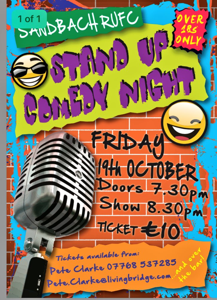 Please retweet our U16s SRUFC Comedy Night Fundraiser. All profits towards upcoming tour <a href="/SandbachRUFC/">Sandbach RUFC</a> <a href="/SandbacSchRugby/">SandbachSchoolRugby</a> <a href="/SandbachSport/">PE & Sport@Sandbach</a>