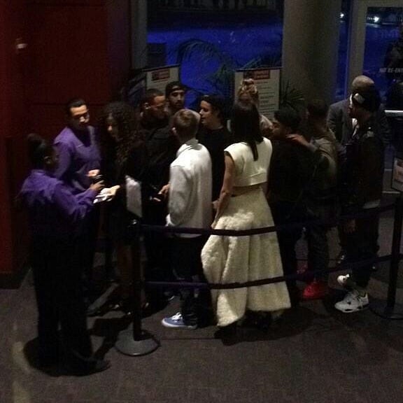 January 22, 2015. Hailey, Justin and friends at thw LA Clippers game in Los Angeles.