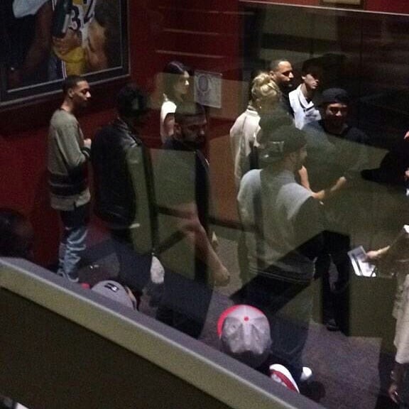 January 22, 2015. Hailey, Justin and friends at thw LA Clippers game in Los Angeles.