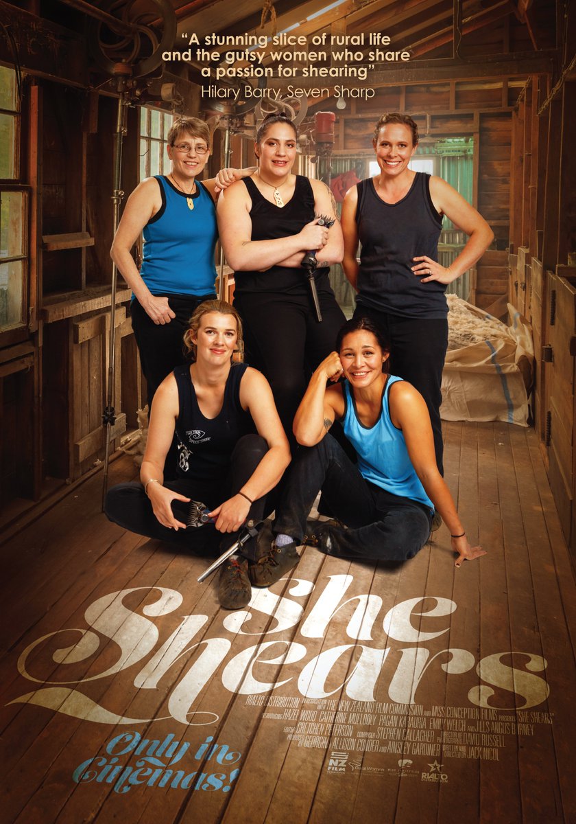Celebrating #suffrage125 with a brand new poster for our film SHE SHEARS, featuring five trailblazing Kiwi women. If you missed it at <a href="/nzff/">Whānau Mārama: NZ International Film Festival</a>, make sure you see it when it comes out in cinemas nationwide October 11th! ✨🐑