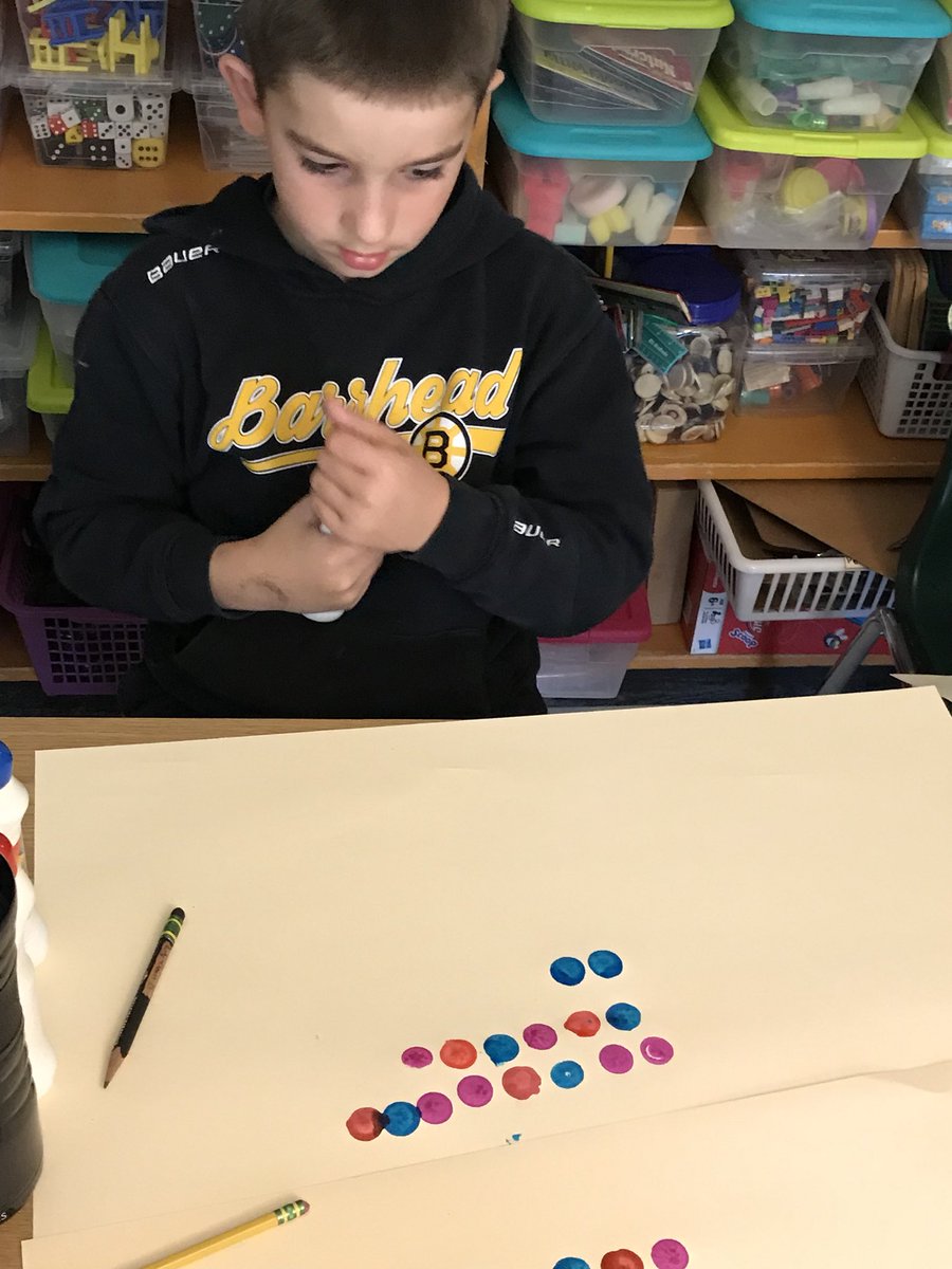 mschapmansbears's tweet photo. Today we celebrated Dot Day! This is a global celebration of creativity, courage and collaboration. We created a class book, decorated personal rocks with dots, made patterns with Fruit Loops and used bingo-dabbers to create huge posters of patterns! We made our mark! #DotDay18 https://t.co/ktY8V42Q24