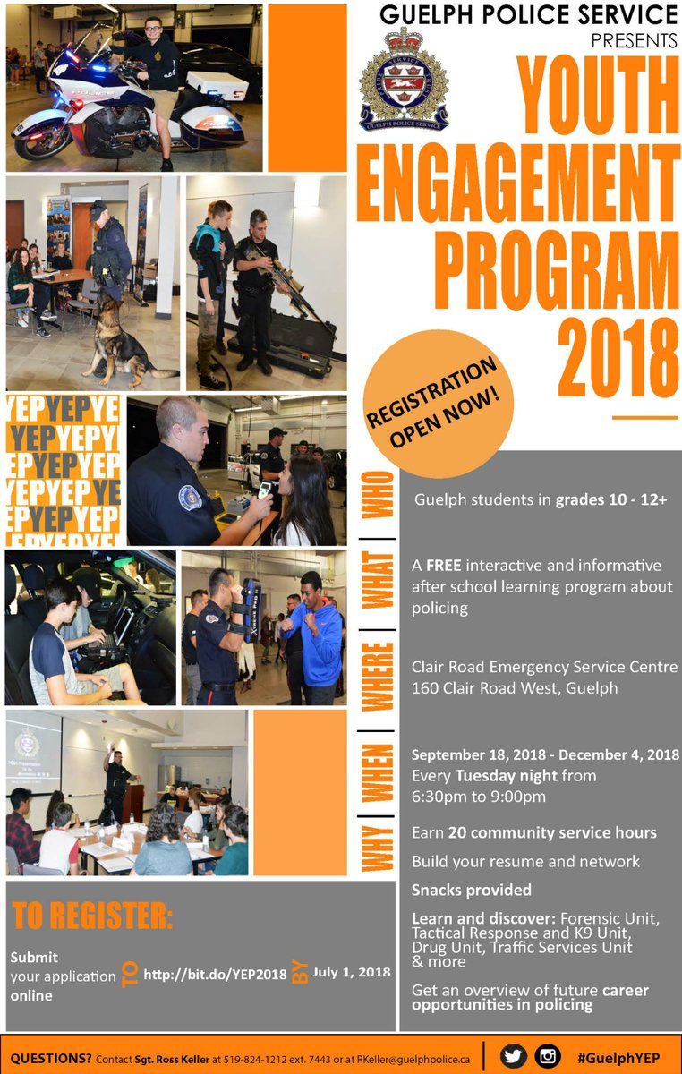 Week 1 of 2018 #GuelphYEP is here! This is the 5th annual #YouthEngagementProgram hosted by the #GuelphPolice. This year we have 40 students representing 7 #Guelph high schools! Tonight @ChiefDeRuyter and <a href="/ConstableStu/">Stu Robertson888</a> are speaking to the group. <a href="/gpsmedia/">GPS MEDIA 24</a> <a href="/ugdsb/">Upper Grand DSB</a> <a href="/wellingtoncath/">Wellington Catholic DSB</a>