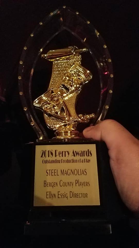 Elessig1's tweet photo. Thrilled to receive the 2018 Perry Award for Outstanding Production of a Play in NJ for Steel Magnolias! Yes...I directed this beautiful show with a magnificent cast at the Bergen County Players. Thank you NJACT!! https://t.co/3zjKyUyAQe