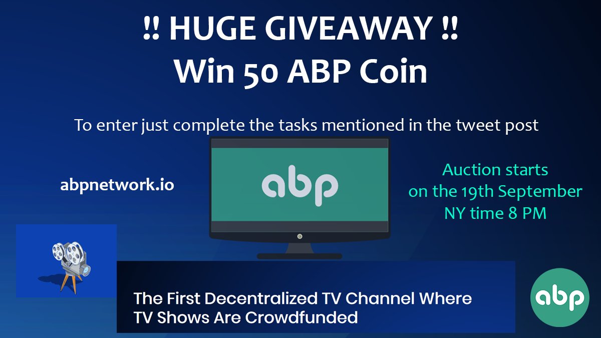 NeuroticR_'s tweet photo. 📢HUGE GIVEAWAY!! 💰💰
50 ABP Coin, worth over $120 !! 🎉🎉

To ENTER you must:

1⃣ Follow @abpnetworkio

2⃣ Like &amp; retweet this post

3⃣ Join ABP Network's discord here: https://t.co/NJwrv1PT9A

Winner will be picked up on the 28th September

#ABP #Giveaway #Airdrop #bounty https://t.co/y5kXxXcJqK