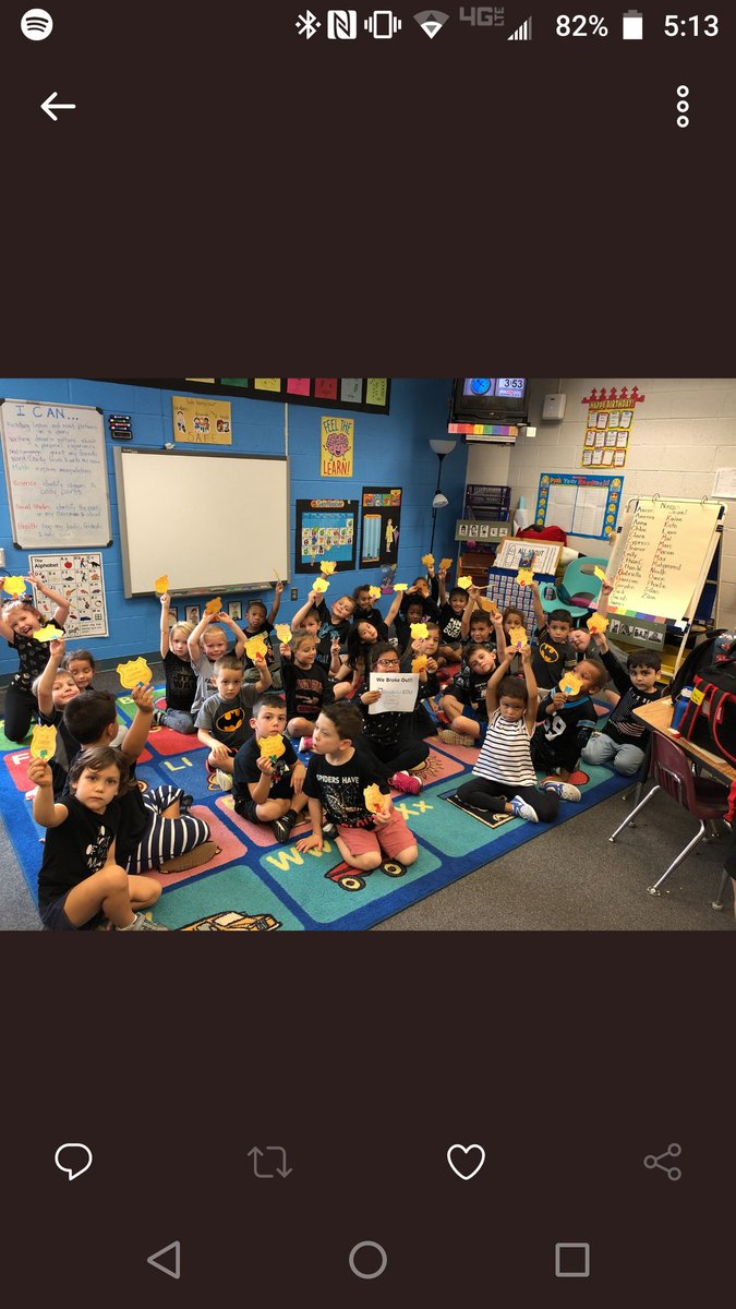 april2599gm's tweet photo. They broke out!  Kindergarten did an awesome job cracking the codes to unlock the box and find the missing letters! #letterdetectives  @breakoutEDU @kinderkaine18 @FCPSLaneES #LaneRocks https://t.co/oQyt4LsLPD