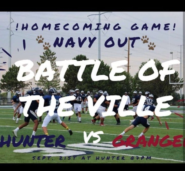 This Friday our Varsity football team takes on Granger in the Battle of the Ville! It is our homecoming game! The game will start at 7! It is free with your student ID and $4 without! It's a NAVY OUT so wear navy! And don't forget about the tailgate before the game!