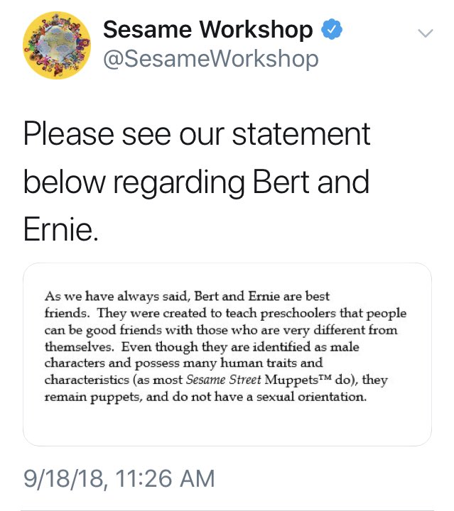 Claire_V0ltaire's tweet photo. Getting mad cause puppets aimed at teaching preschoolers are best friends and not fucking each other. https://t.co/xdOGwLMjB4